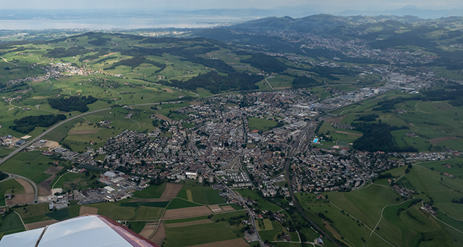 Aerial shot of Gossau SG, Switzerland